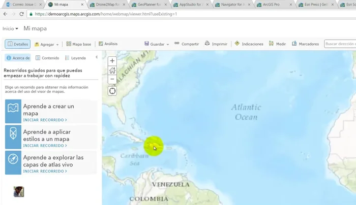 Utilizar la función de mapas para seleccionar la extensión geográfica deseada.