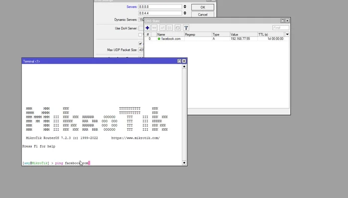 Verificar la configuración realizando un ping al dominio configurado para comprobar la correcta redirección.