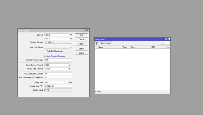 Configurar el tamaño y tiempo de vida de la caché DNS según las necesidades de la red.