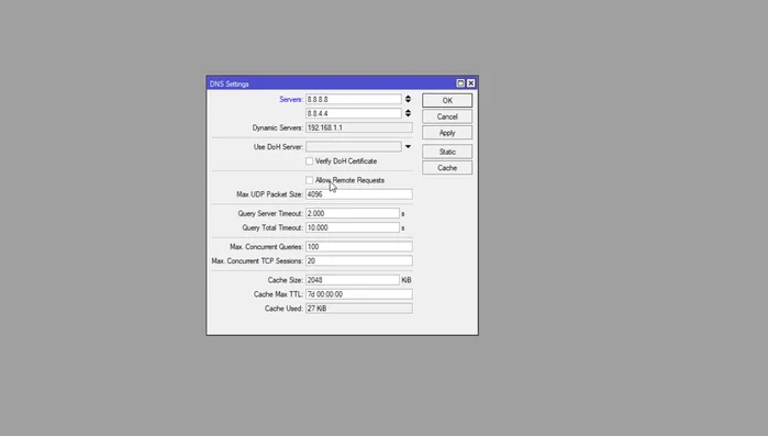 Activar 'Allow remote requests' para permitir que los clientes de la red resuelvan nombres de dominio.