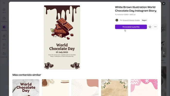 Selecciona la plantilla y pulsa 'Personalizar plantilla'.