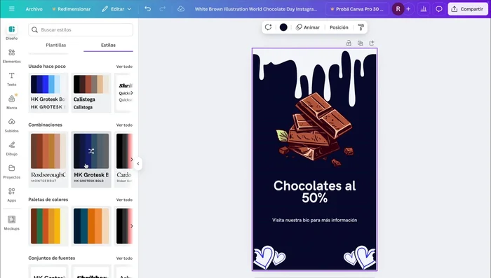 Utiliza la pestaña 'Estilos' para cambiar rápidamente las fuentes y colores de toda la plantilla.