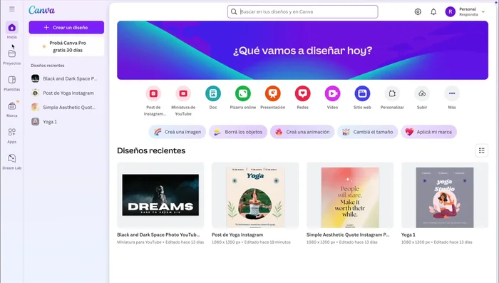 Ve a la sección de 'Plantillas'.