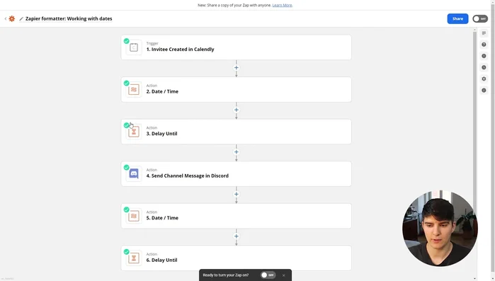 Crear recordatorios personalizados con Calendly: restar tiempo (ej: 3 días, 1 hora) a la fecha de inicio de una reserva para programar notificaciones en Slack, Discord, email u SMS.