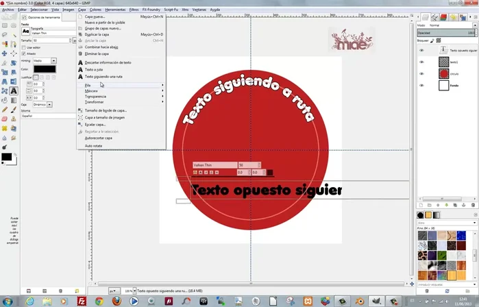 Rotar el segundo texto para colocarlo en la posición deseada.