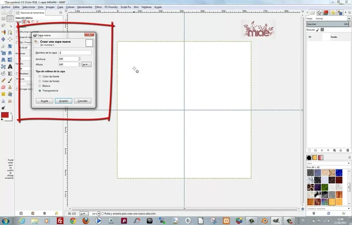 Crear una nueva capa llamada "círculo".