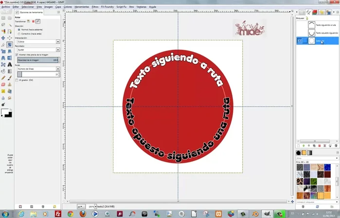 Añadir un contorno al círculo usando la selección Alfa.