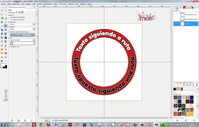 Añadir un contorno al círculo usando la selección Alfa.