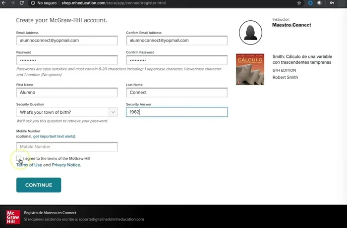 Aceptar términos y condiciones y dar clic en 'Continuar'.
