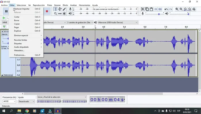Ir a 'Editar' -> 'Recortar límites' -> 'Dividir'.