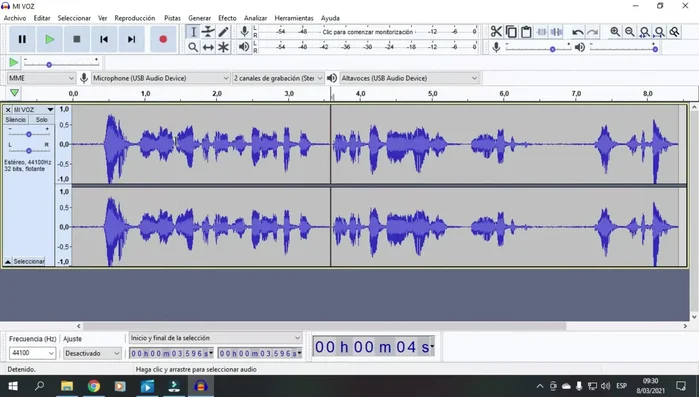 Arrastrar la parte del audio que deseas mantener hasta que esté donde la necesites.