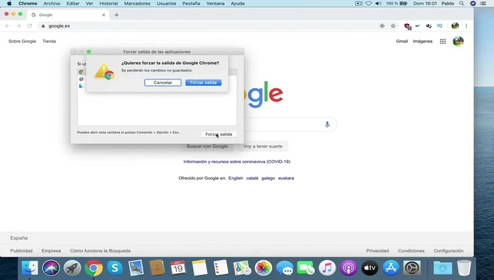 Confirmar que se desea forzar la salida si se solicita.