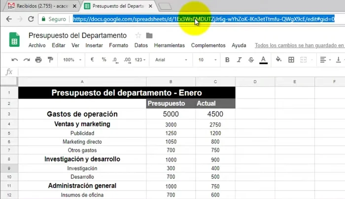 Copia la URL de la hoja seleccionada (clic derecho > Copiar enlace).