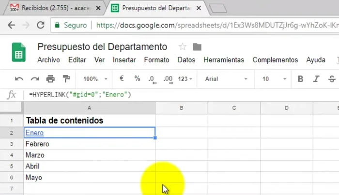 Repite los pasos 2 al 7 para cada hoja que quieras enlazar en tu tabla de contenidos.