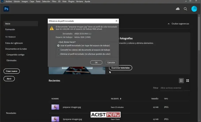 Elegir la opción de manejo de perfiles de color: 'Convertir colores al perfil del documento' para impresión (CMYK)