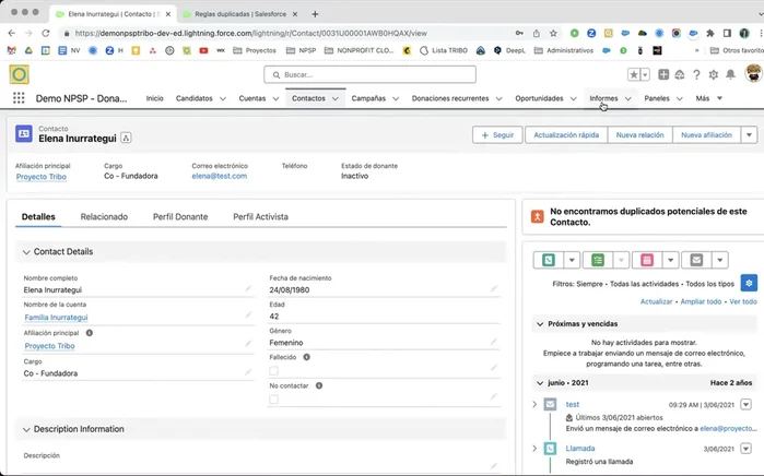 Crear un informe que muestre los registros duplicados.