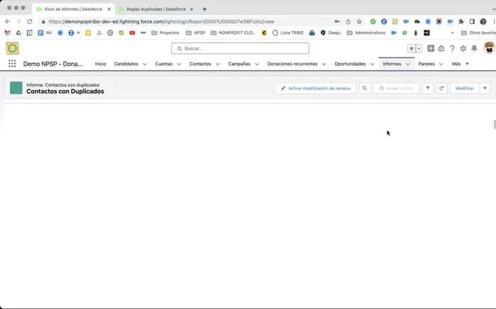 Revisar el informe para identificar y resolver los conjuntos de registros duplicados.