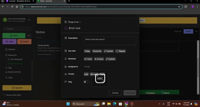 Crear eventos en el calendario con fecha de inicio y fin.