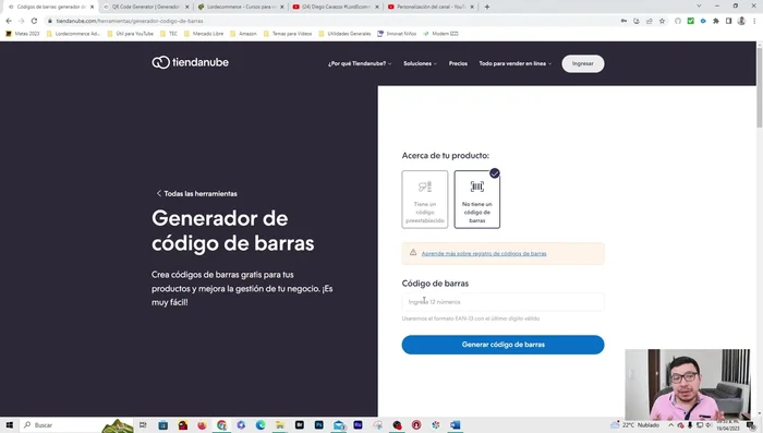Generar el código de barras.