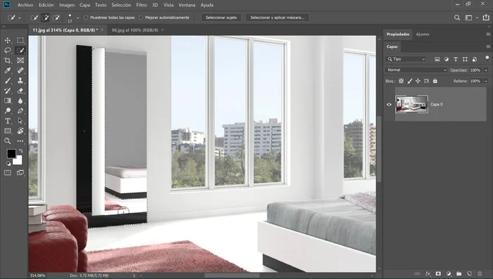 Refina la selección pasando suavemente por los bordes para una selección más precisa.