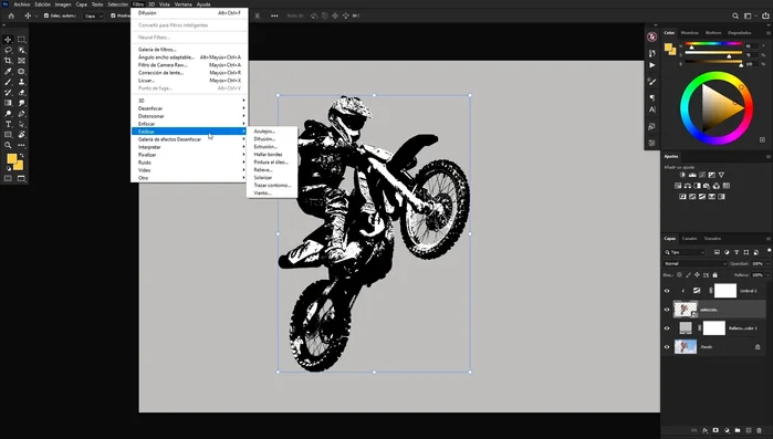 Opcional: Aplicar el filtro Difuminar > Difusión para refinar la imagen. (Anísotropico)
