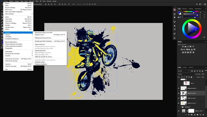 Exportar los trazados a Illustrator (Archivo > Exportar > Trazados a Illustrator) o haciendo clic derecho en el panel de capas, seleccionando Exportar como.