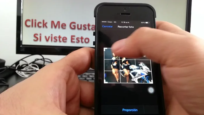 Usar los dedos para ajustar el cuadrado de recorte a la zona deseada de la foto.