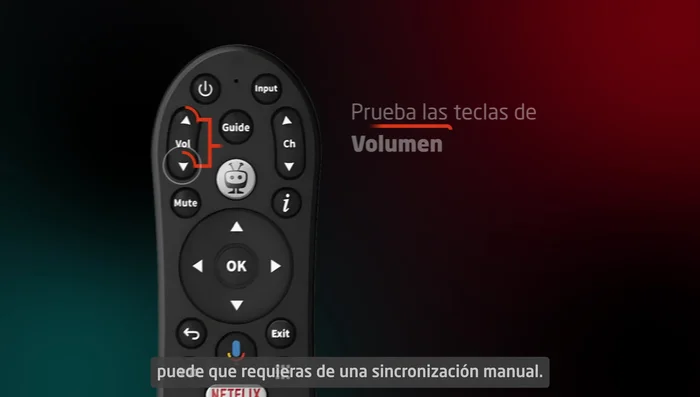 Ve a 'Programación del control remoto', cambia la configuración del audio y presiona 'Buscar dispositivos'.