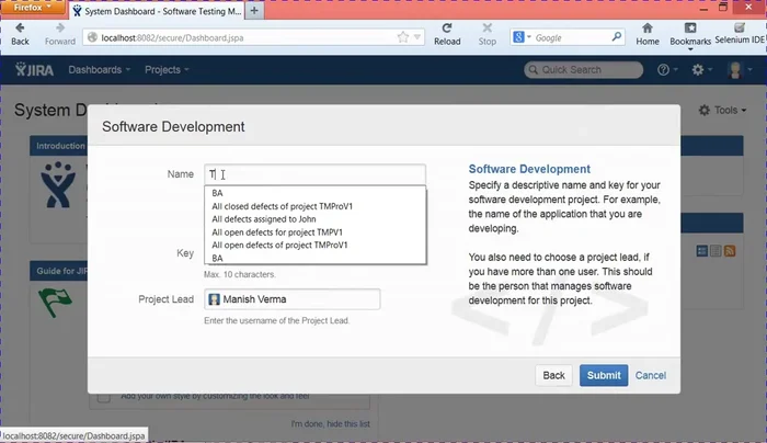 Hacer clic en 'Enviar' para crear el proyecto.