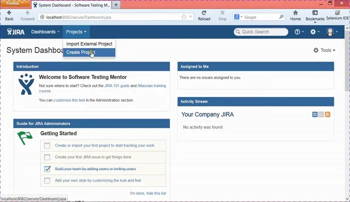 Crear un nuevo proyecto: Ir al menú desplegable de proyectos y seleccionar 'Crear proyecto'