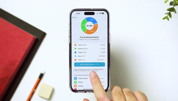 Buscar la opción de borrar la caché dentro de la configuración de la app (generalmente hay un botón o sección para 'Borrar caché' o 'Liberar espacio').