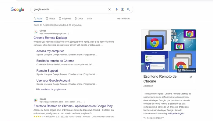 Accede a remotedesktop.google.com en tu navegador.