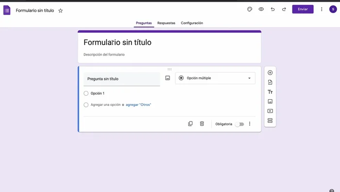 Añade un título y una descripción a tu formulario. Personaliza el formato del texto (negritas, cursiva, etc.)