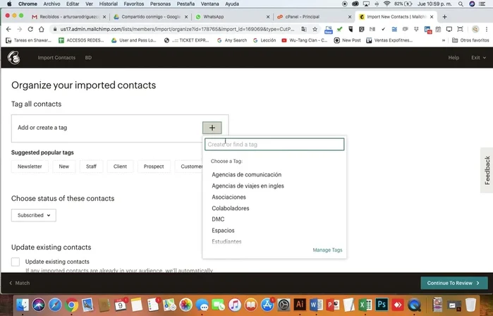 Marcar la casilla para actualizar los contactos existentes y evitar duplicados.