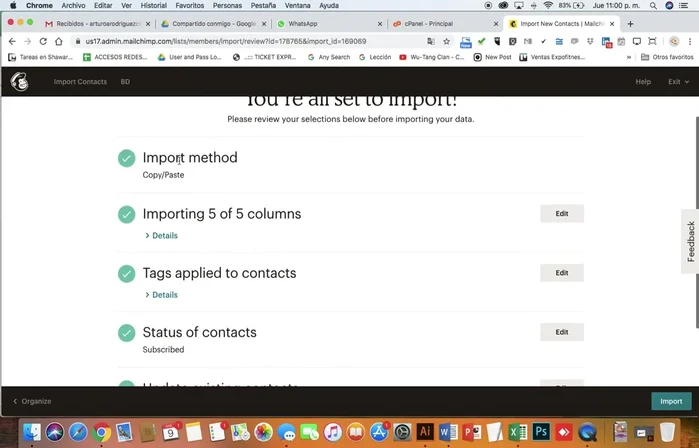 Hacer clic en 'Siguiente' para finalizar la importación.