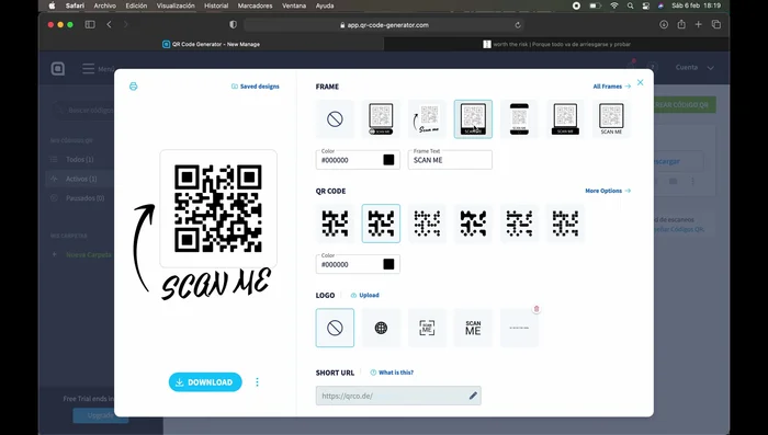 Descarga el código QR personalizado.