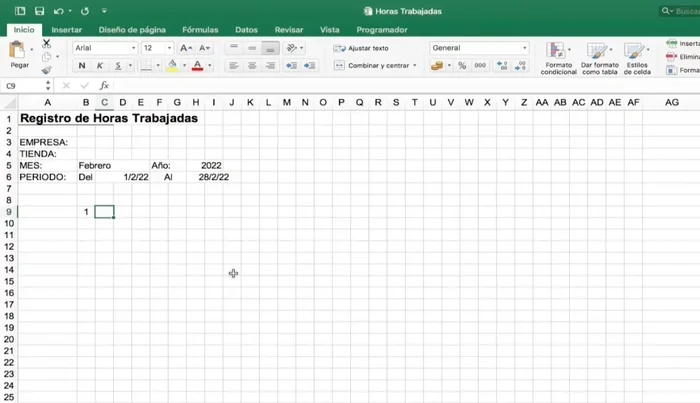 Copiar la fórmula para llenar los días del mes.