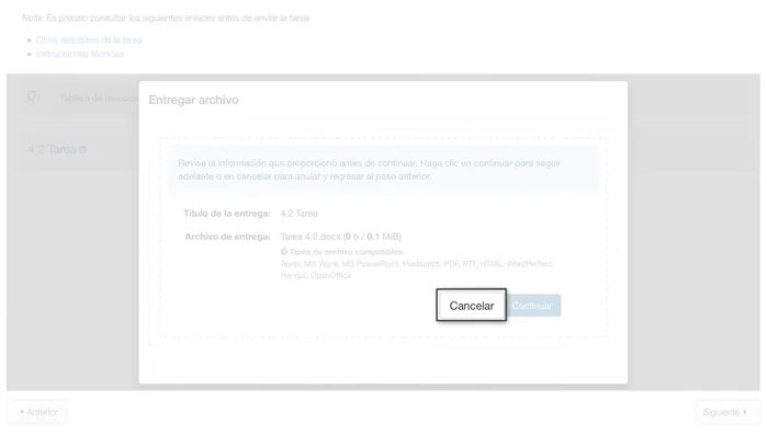 Si necesitas hacer cambios, haz clic en el enlace a la izquierda; si estás satisfecho, haz clic en "Aceptar entrega y guardar".