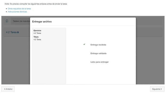 Si necesitas hacer cambios, haz clic en el enlace a la izquierda; si estás satisfecho, haz clic en "Aceptar entrega y guardar".