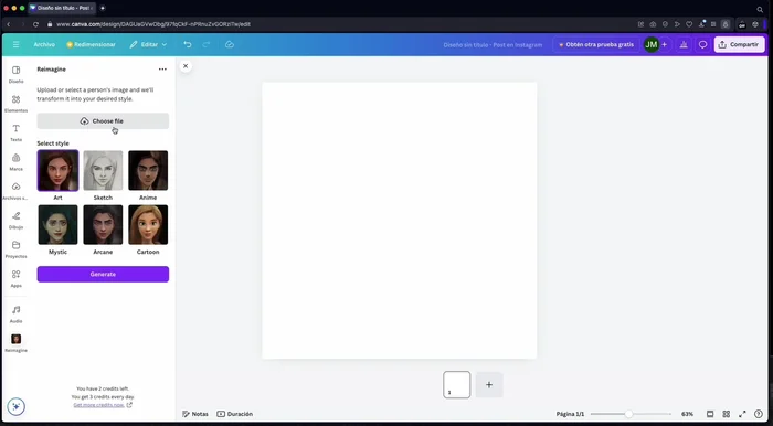 Elige el estilo deseado (ej: anime).