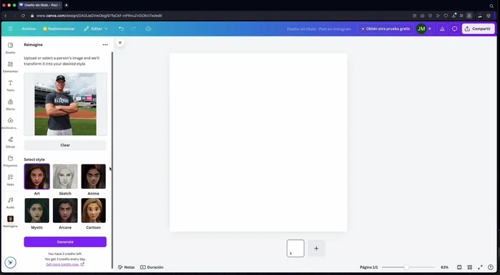Elige el estilo deseado (ej: anime).
