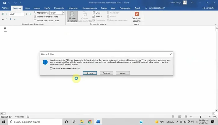 Esperar a que se complete la conversión.
