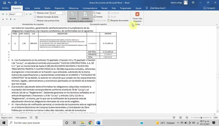 Cerrar la ventana emergente de 'Vista de esquemas'.
