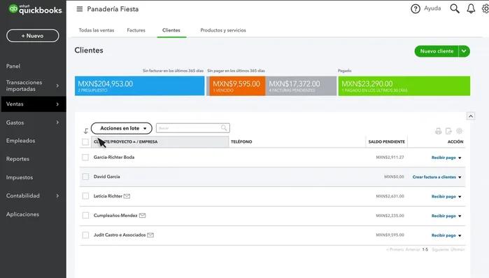 Accede a la lista de clientes.