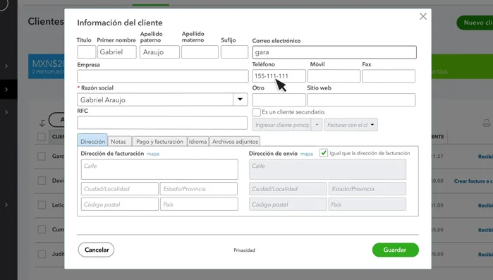 Selecciona el idioma de la factura y agrega archivos complementarios (opcional).