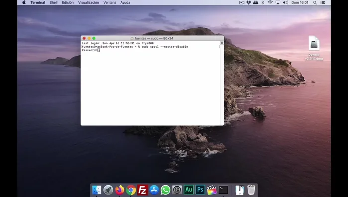 Ingresar la contraseña de administrador.