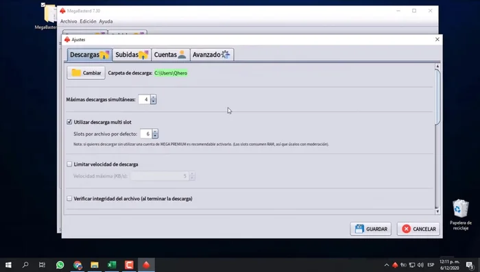 Configurar MegaBuster: Abre MegaBuster y configura el idioma a español y el tamaño de fuente (se recomienda 70) en la pestaña 'Avanzado'.