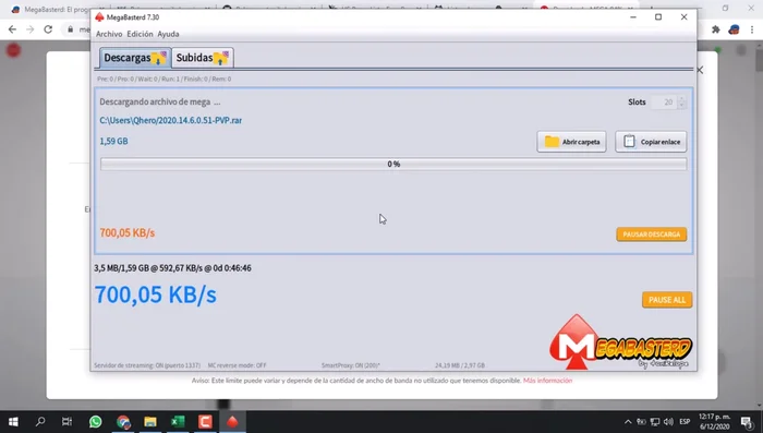 Esperar a que la descarga finalice: El tiempo de descarga varía según la velocidad de internet y la calidad de los proxies.