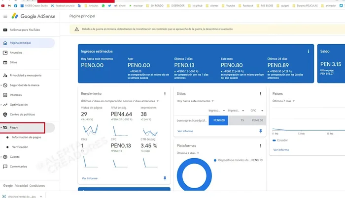 Elegir la pestaña 'YouTube'.