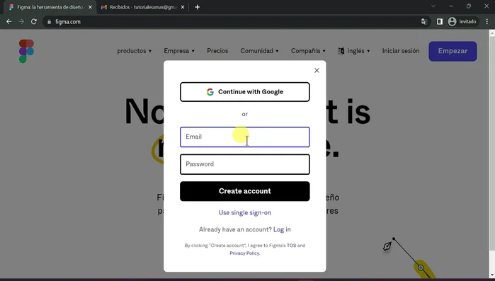 Seleccionar la opción de registro con correo electrónico.